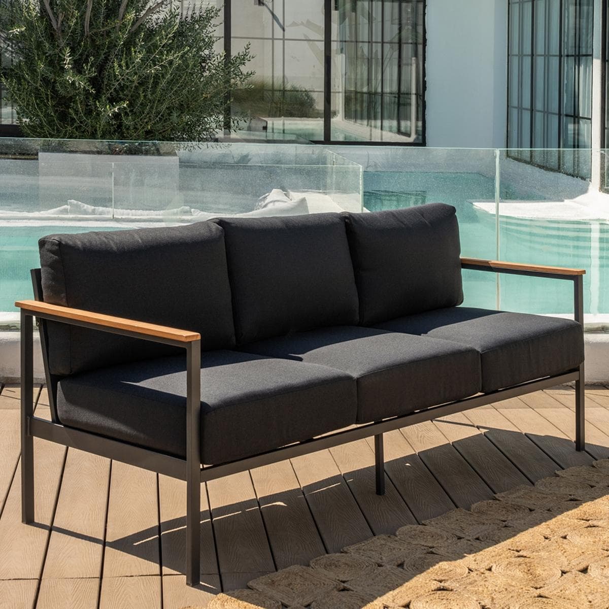 Madrid 3 Seater Garden Sofa Grey