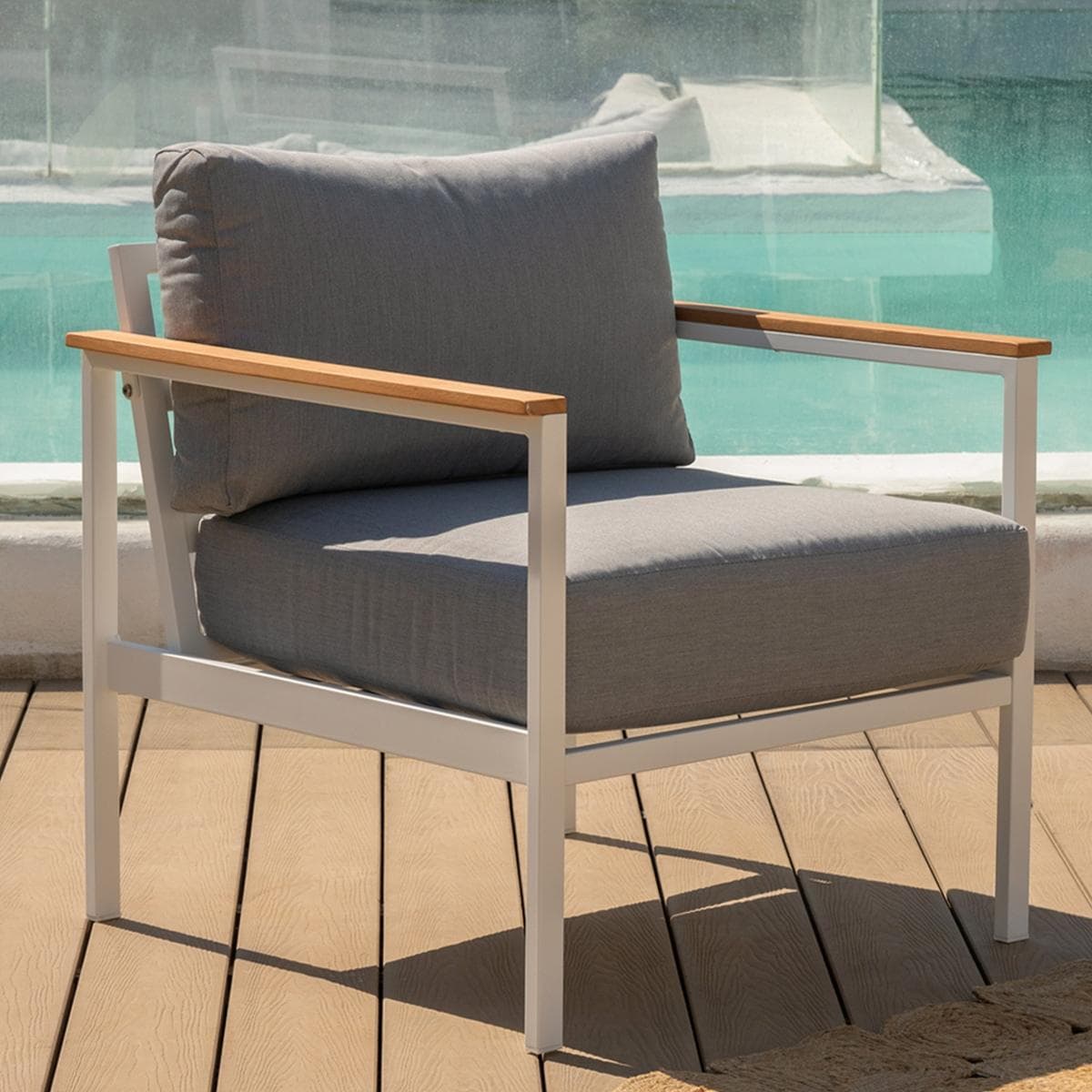 Madrid Single Garden Sofa White/Light Grey