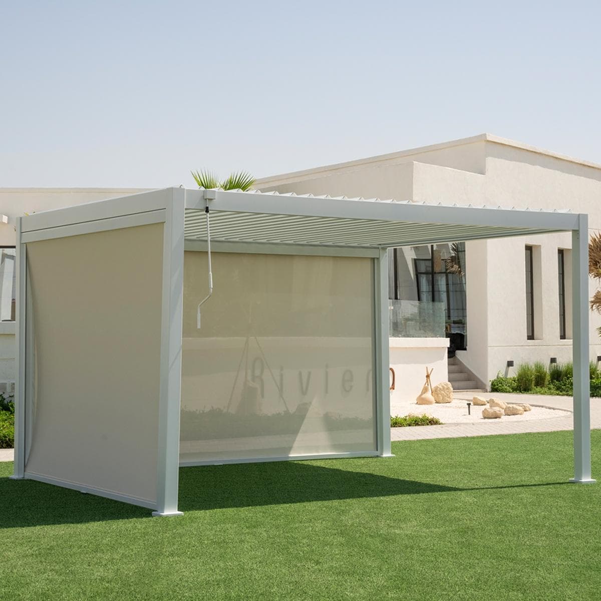 ستارة منسدلة فانسي للبرجولا بيضاء 367×210 سم - البرجولا تُباع منفرداً