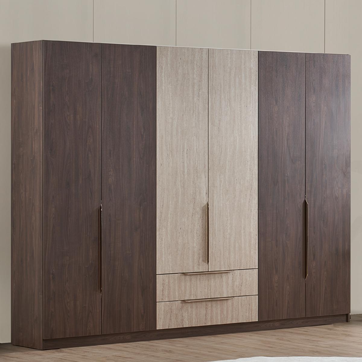 Barsa 6-Door Wardrobe Walnut/Beige