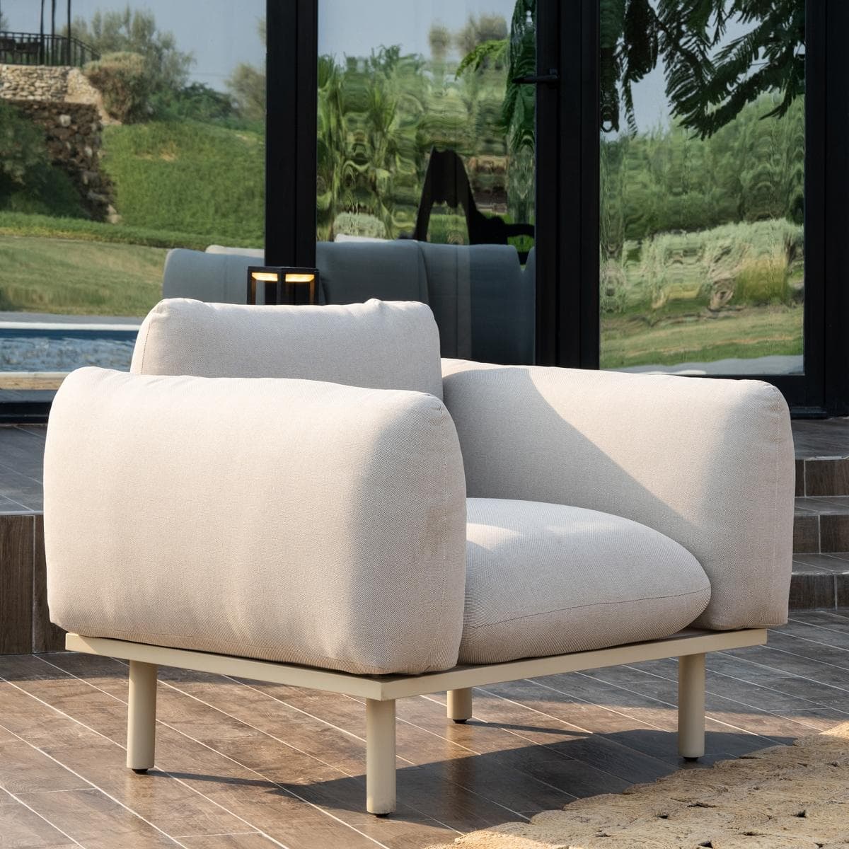 صوفا لانكستر بمقعد واحد للقعدات الخارجية بيج