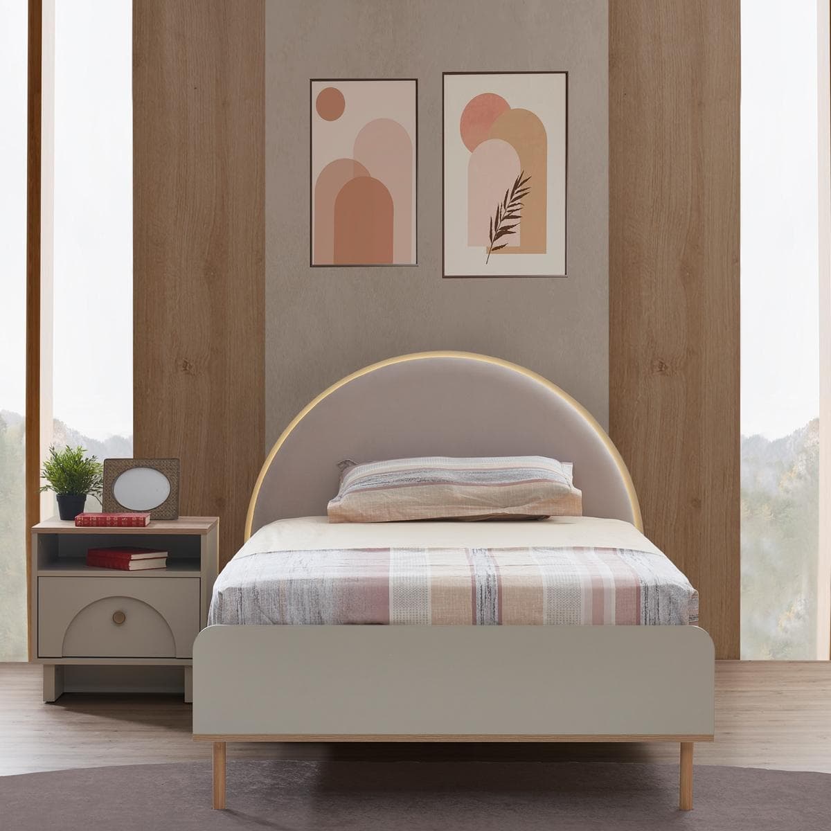 سرير أطفال رينا جونيور 90×200 بيج/بلوط