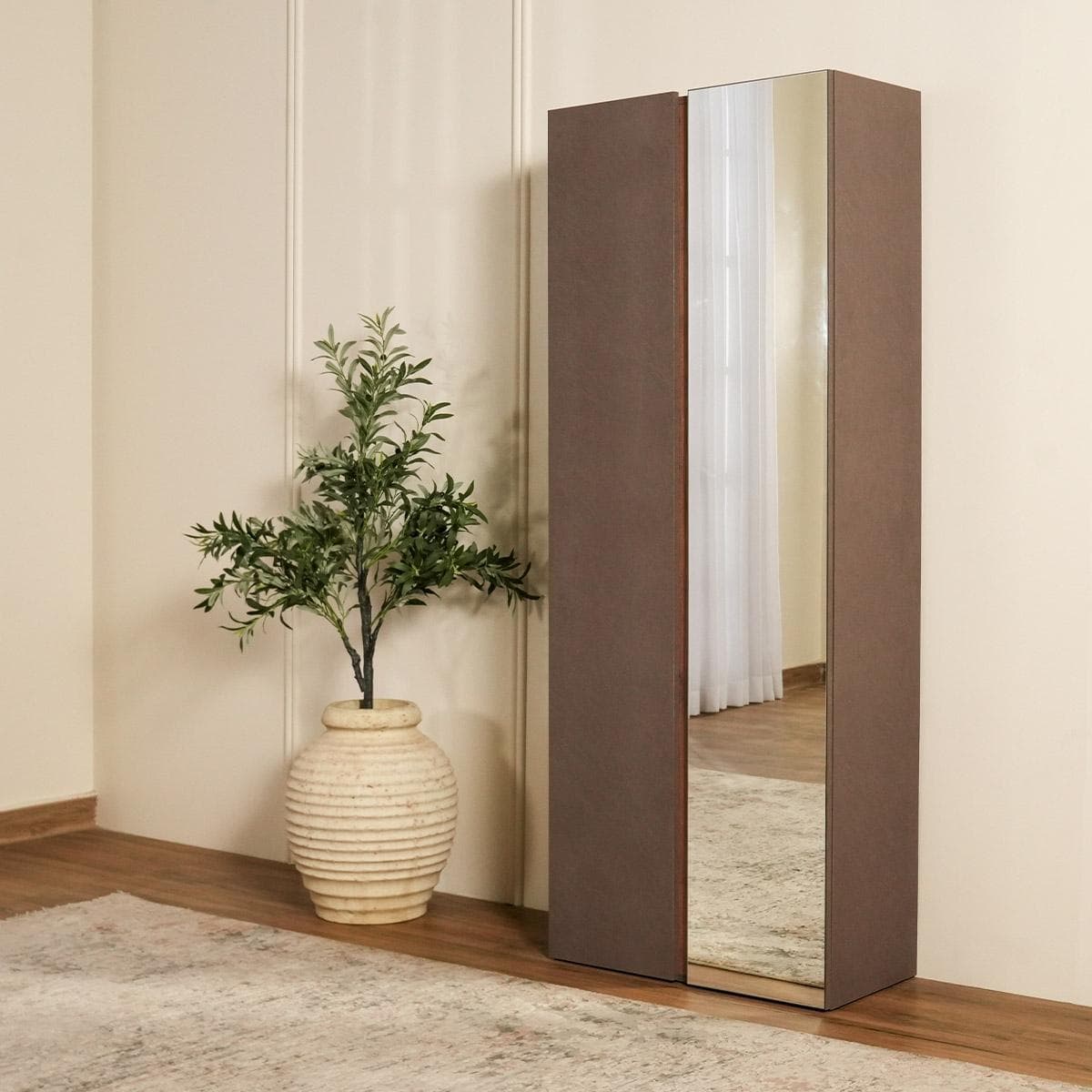 Frame Tall 2-Door Shoe Cabinet Light Brown