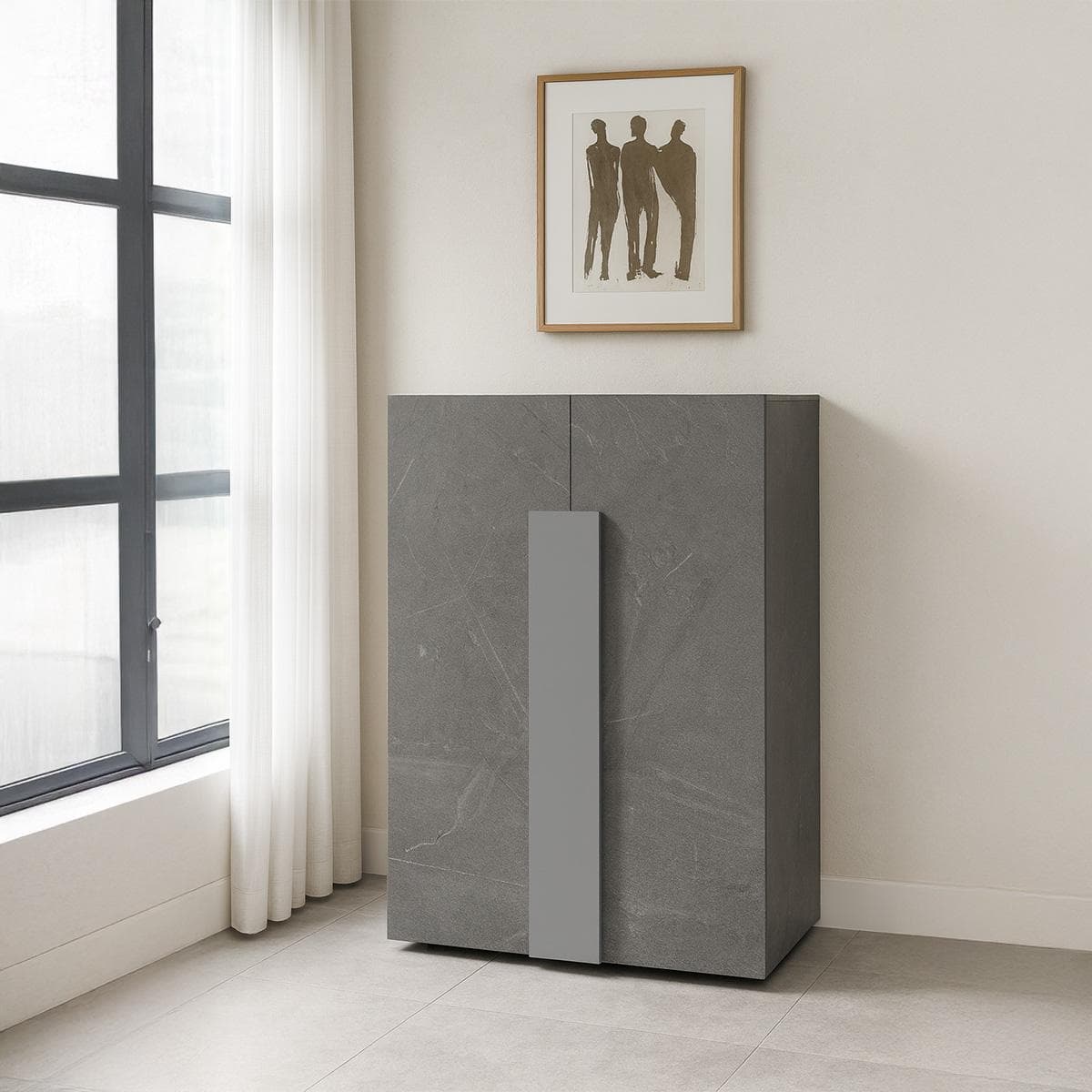 Jupiter 2-Door Shoe Cabinet Stone/Grey