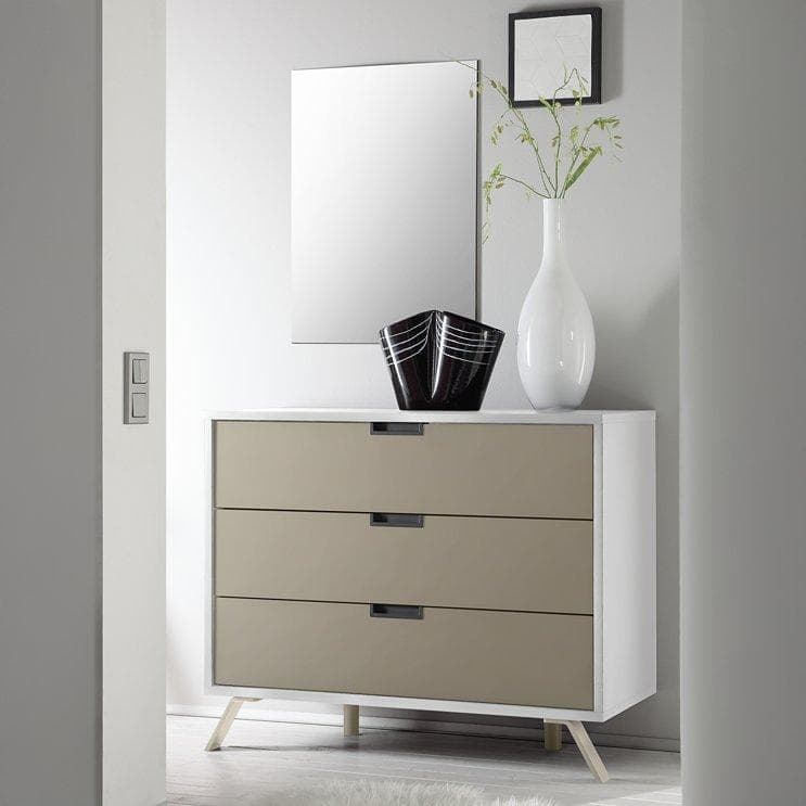 تسريحة مع مرآة ستار أبيض/بيج/رمادي