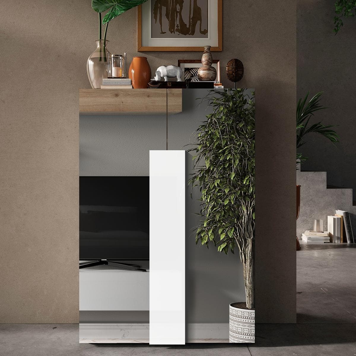 Jupiter 2-Door Shoe Cabinet White/Mirror