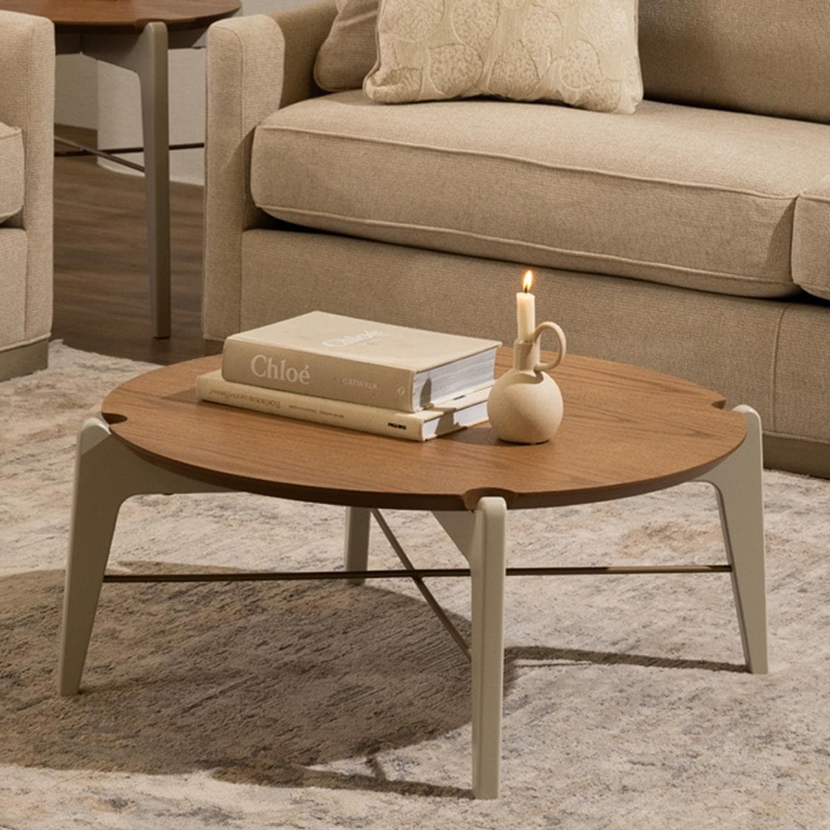 طاولة قهوة آردن أبيض/بلوط