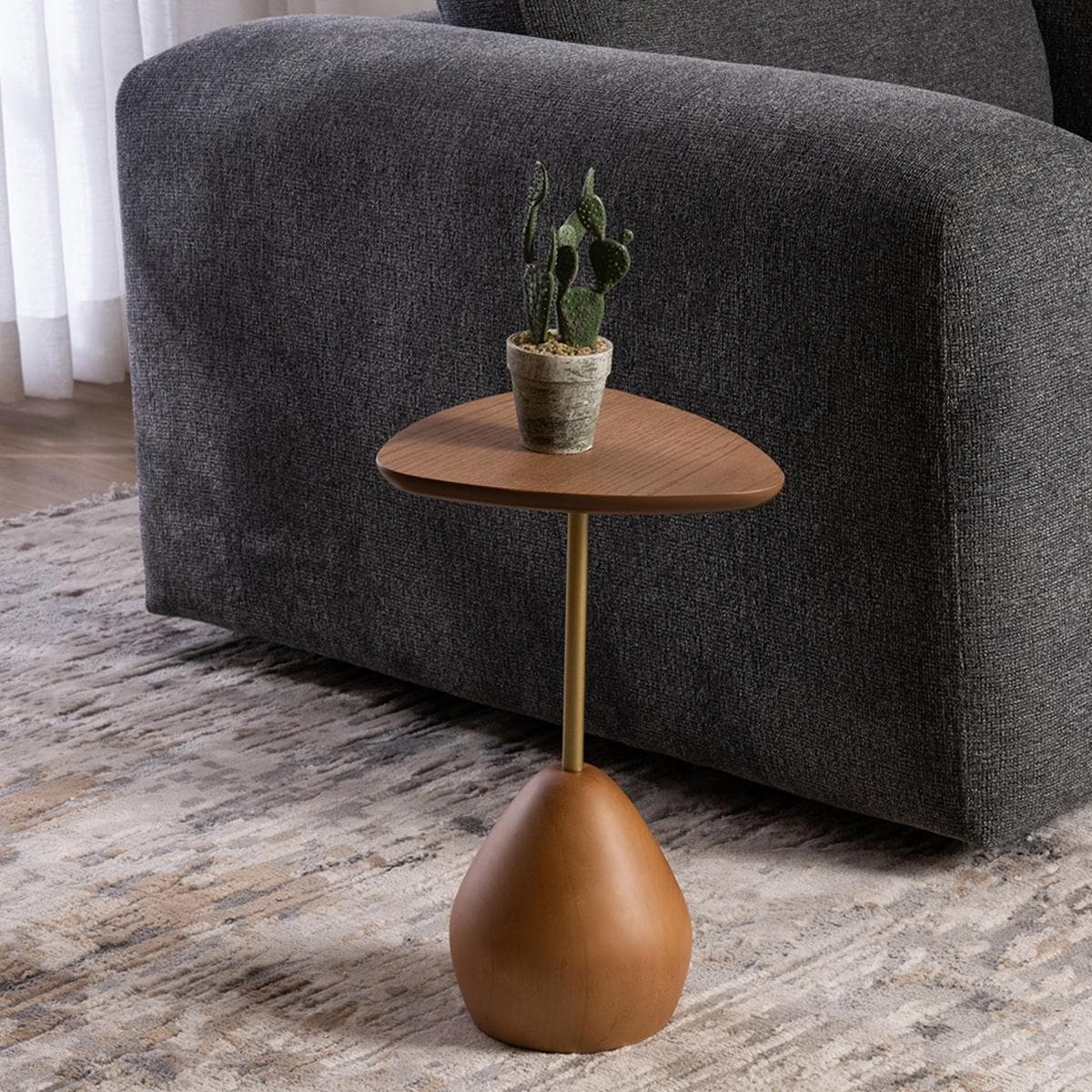 طاولة جانبية صغيرة كلارا بلوط/كروم ذهبي