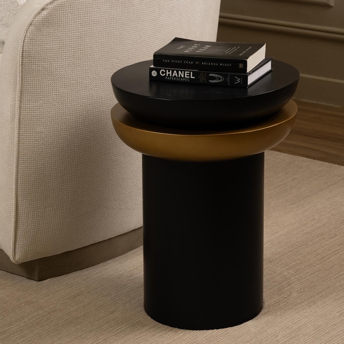 طاولة جانبية أوليس أسود/ذهبي