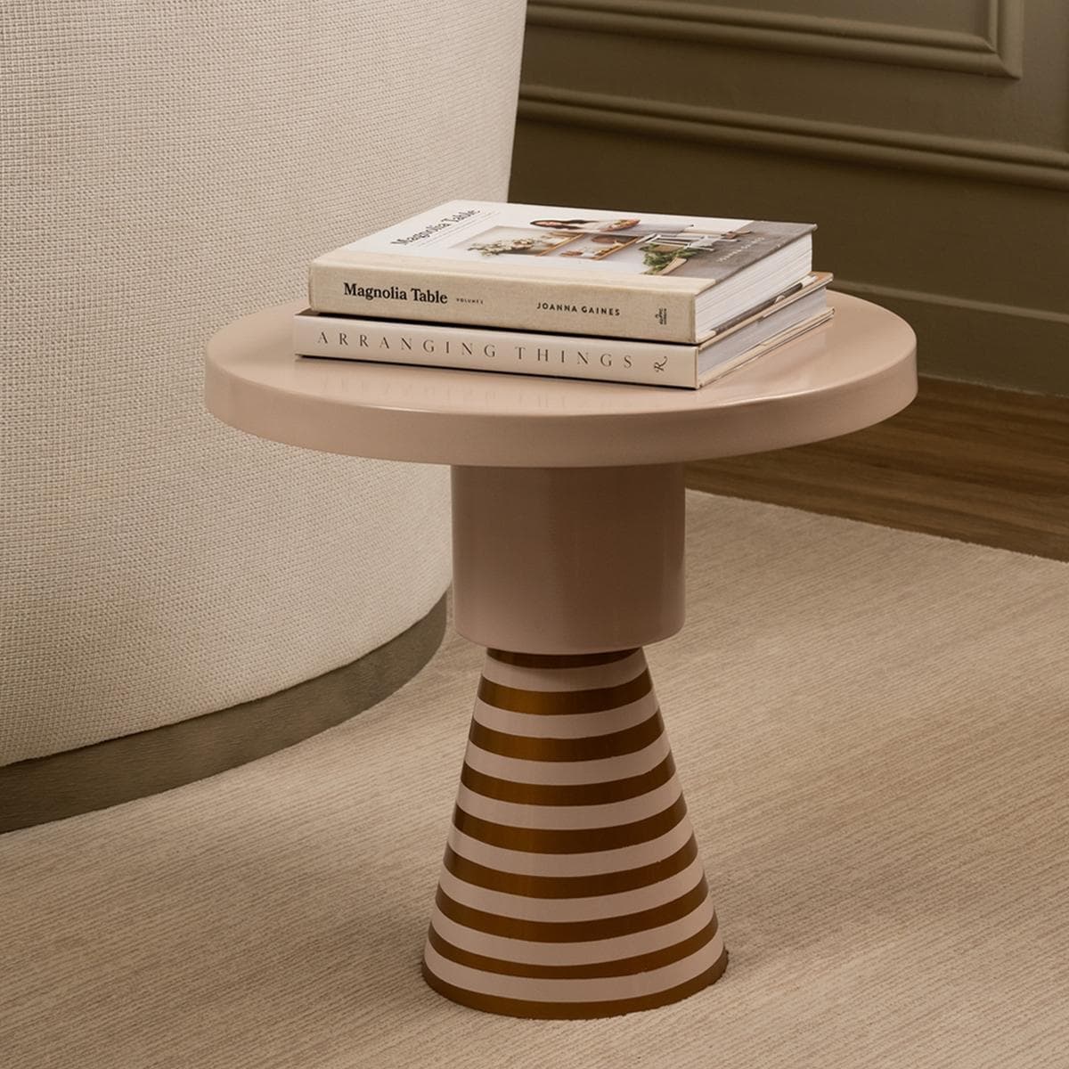 طاولة جانبية ويستيريا ذهبية/بيج داكن 41×41×40.5 سم