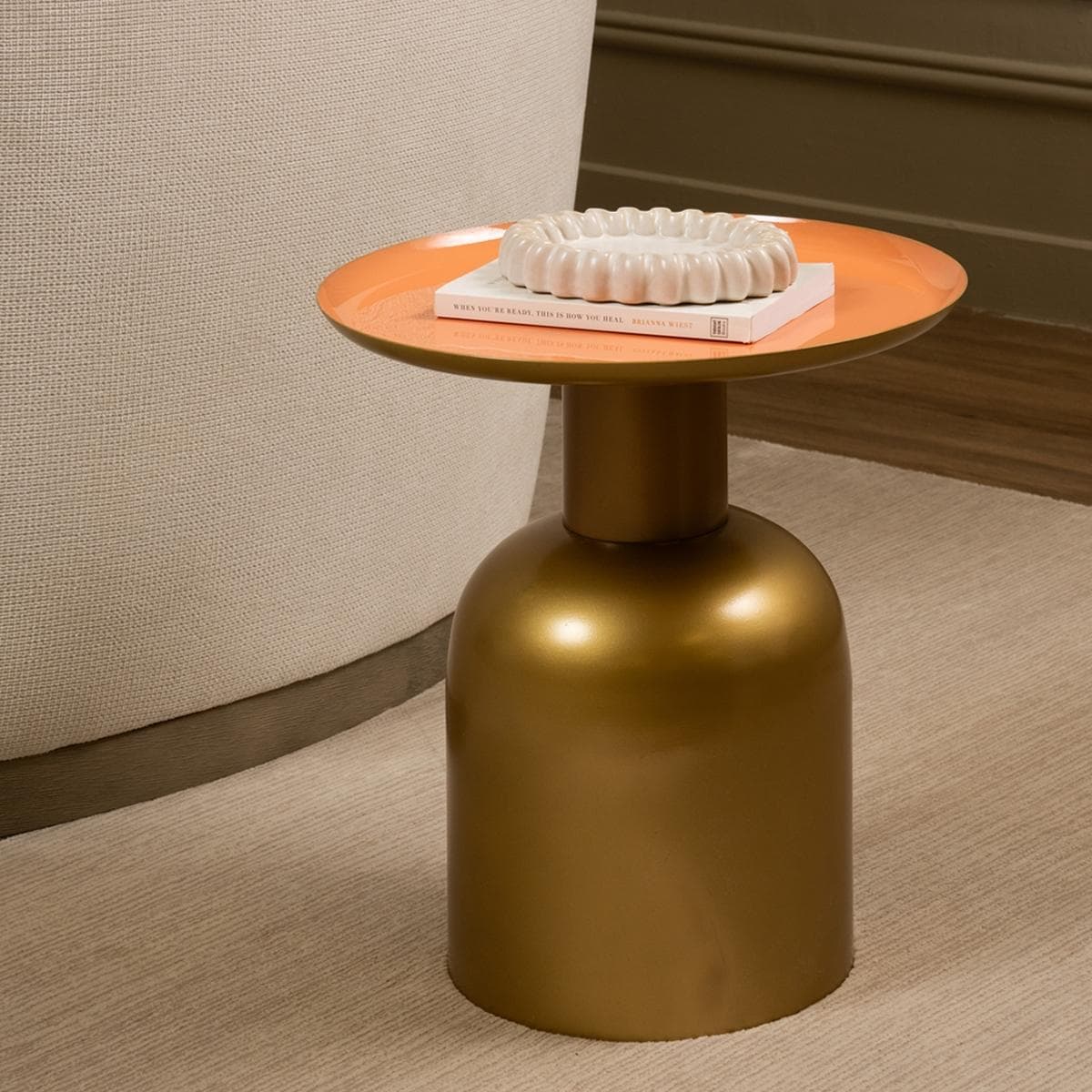 طاولة جانبية ويلتون سطح وردي/ذهبي