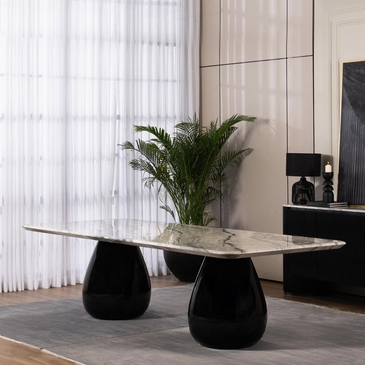 Selena 10 Seater Dining Table Grey/Black