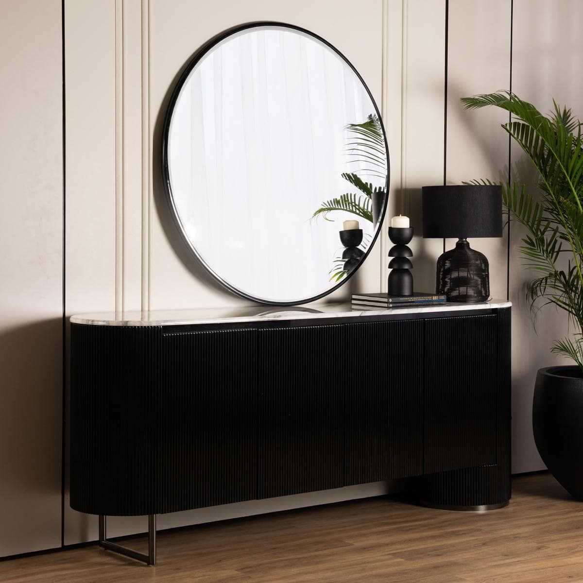 Selena Buffet with Mirror Grey/Black