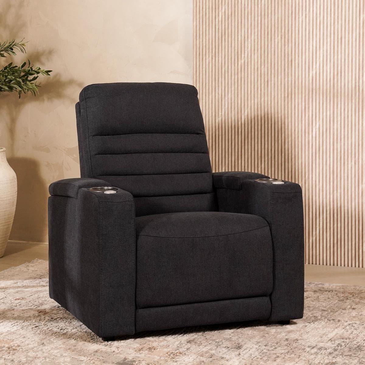 Milano Electric Recliner with Phone Holder Dark Grey