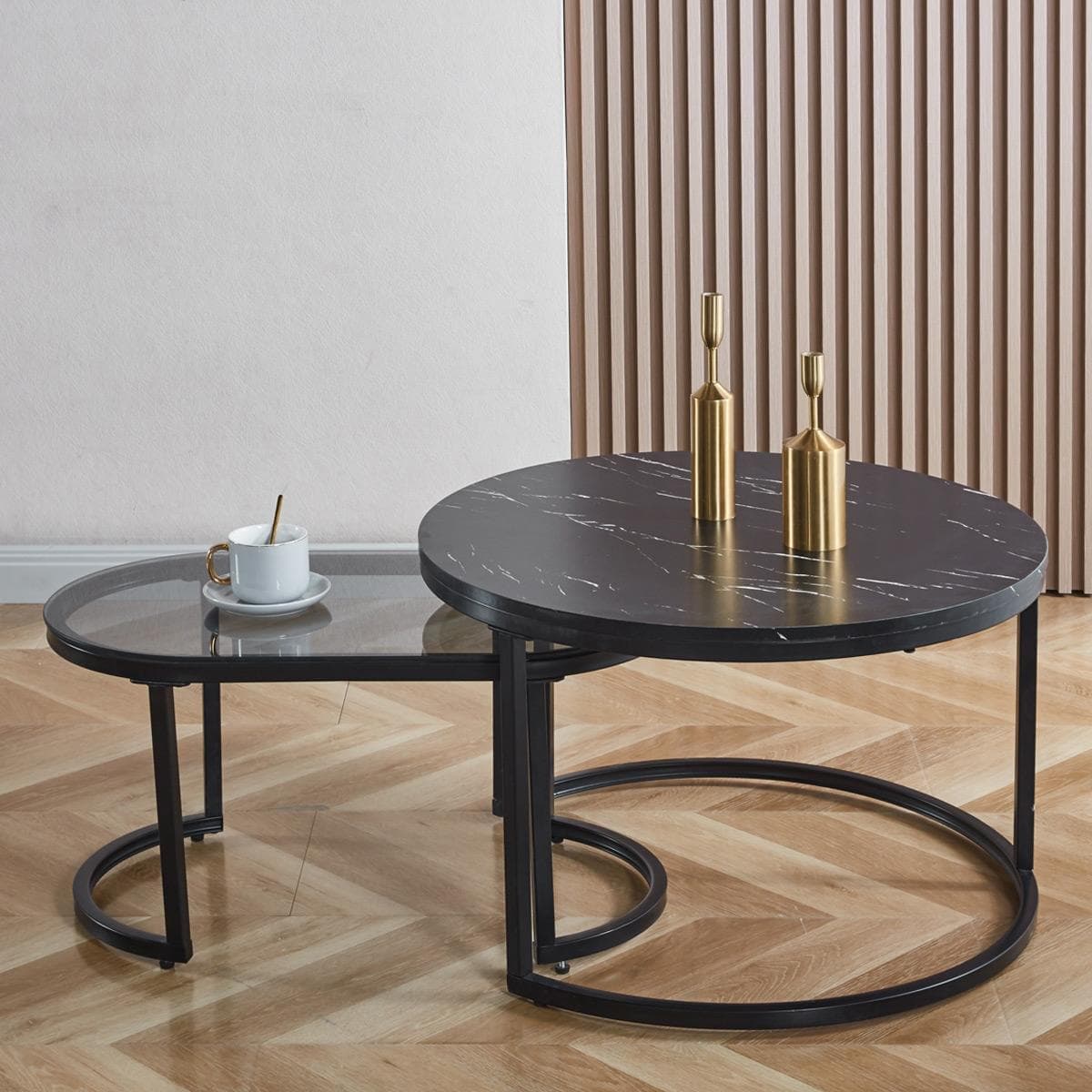 طقم طاولات قهوة تاشا (قطعتان) أسود