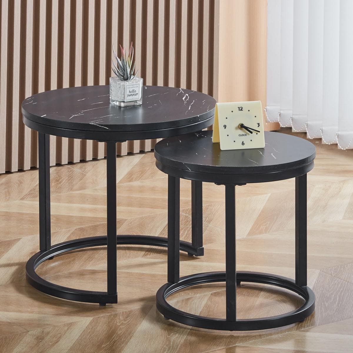 طقم طاولات متداخلة تاشا (قطعتان) أسود