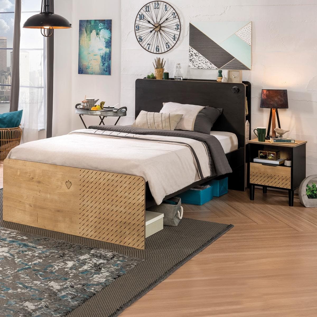 سرير أطفال 120×200 أسود