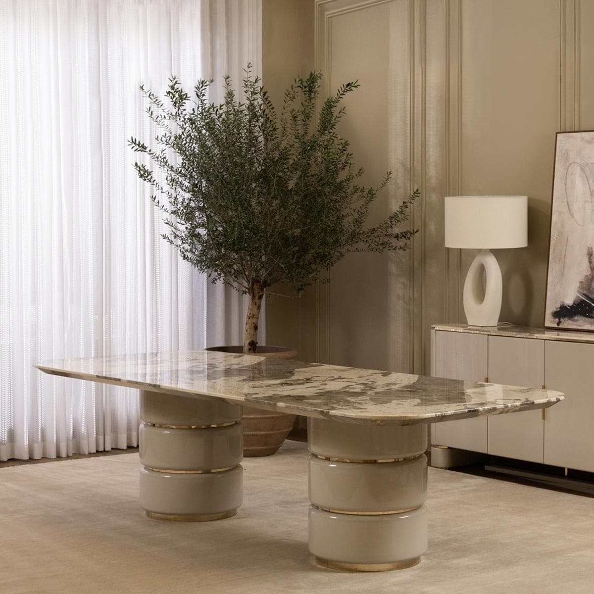 Aline 10 Seater Dining Table White/Grey