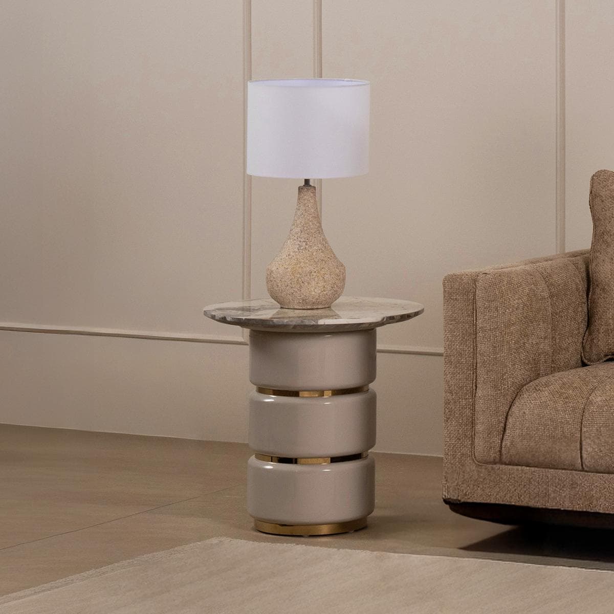 Aline End Table White/Grey