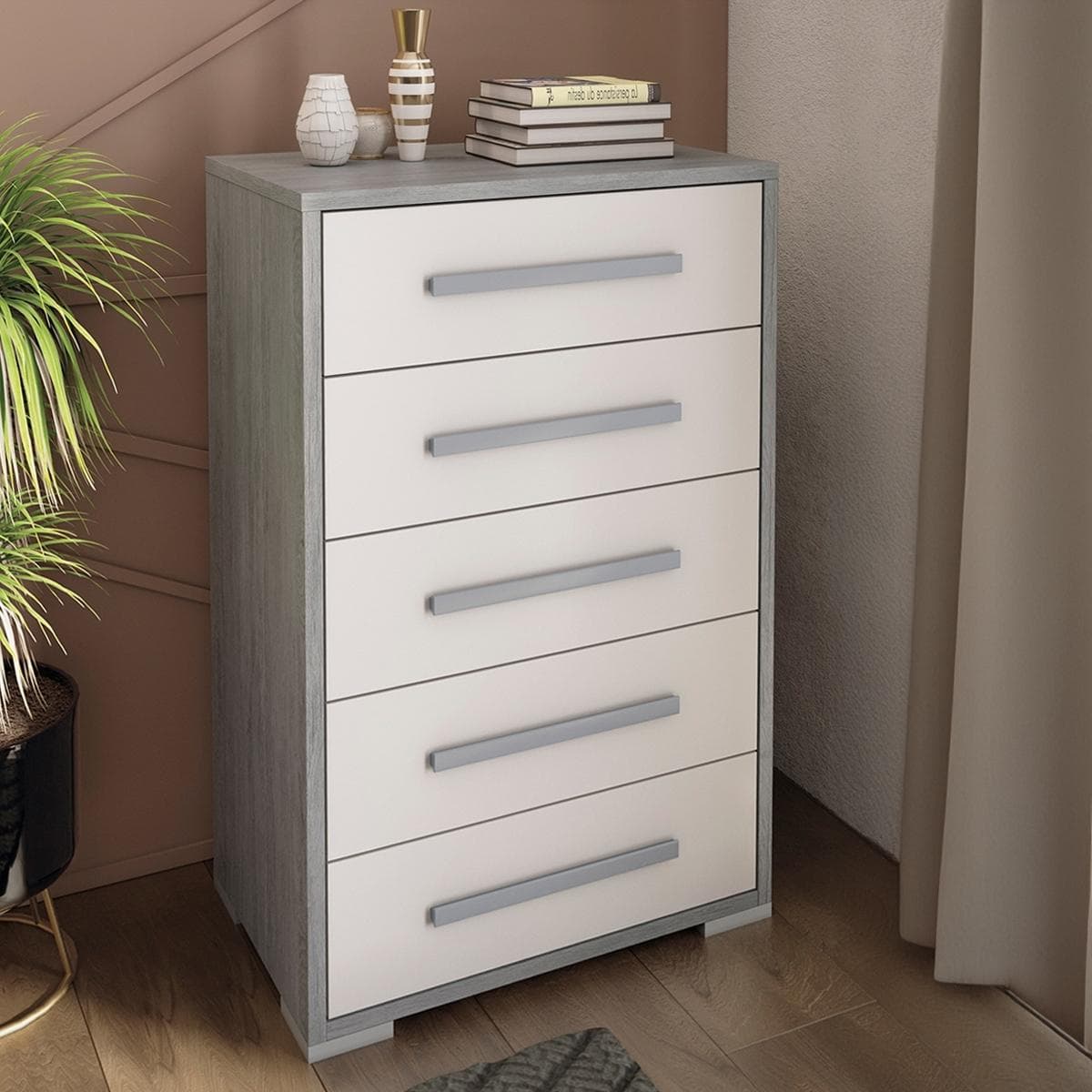 Pantone Chest of Drawers Grey Oak/White