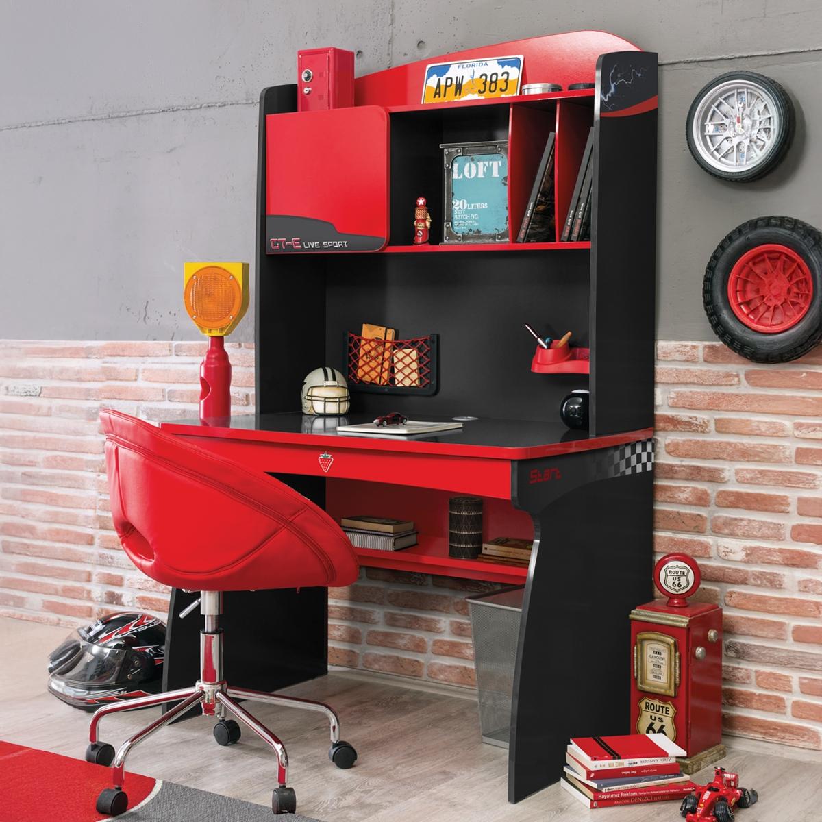 Champion Racer Kids Study Desk + Unit Red/Black