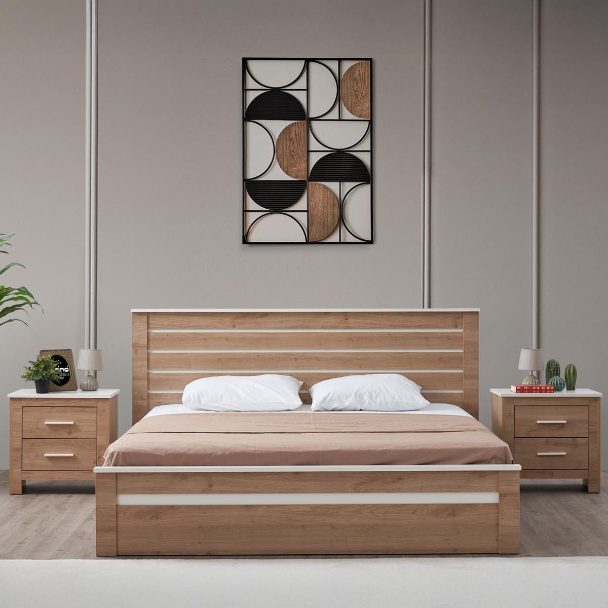 Prado 180X200 Bed Cream/Oak