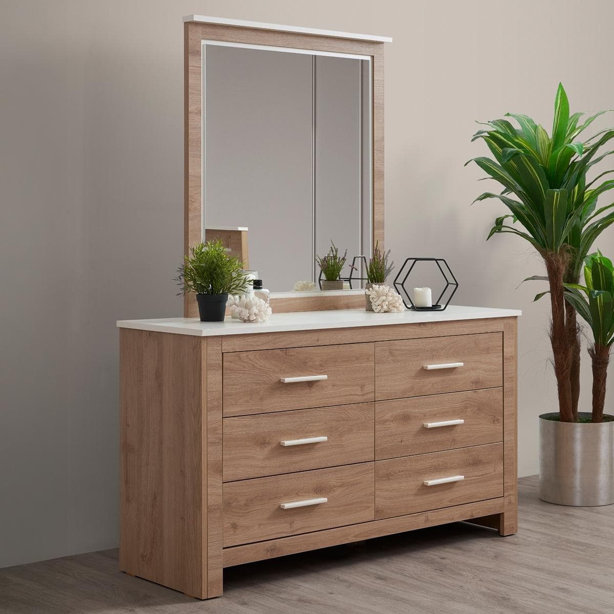 Prado Dresser with Mirror Cream/Oak