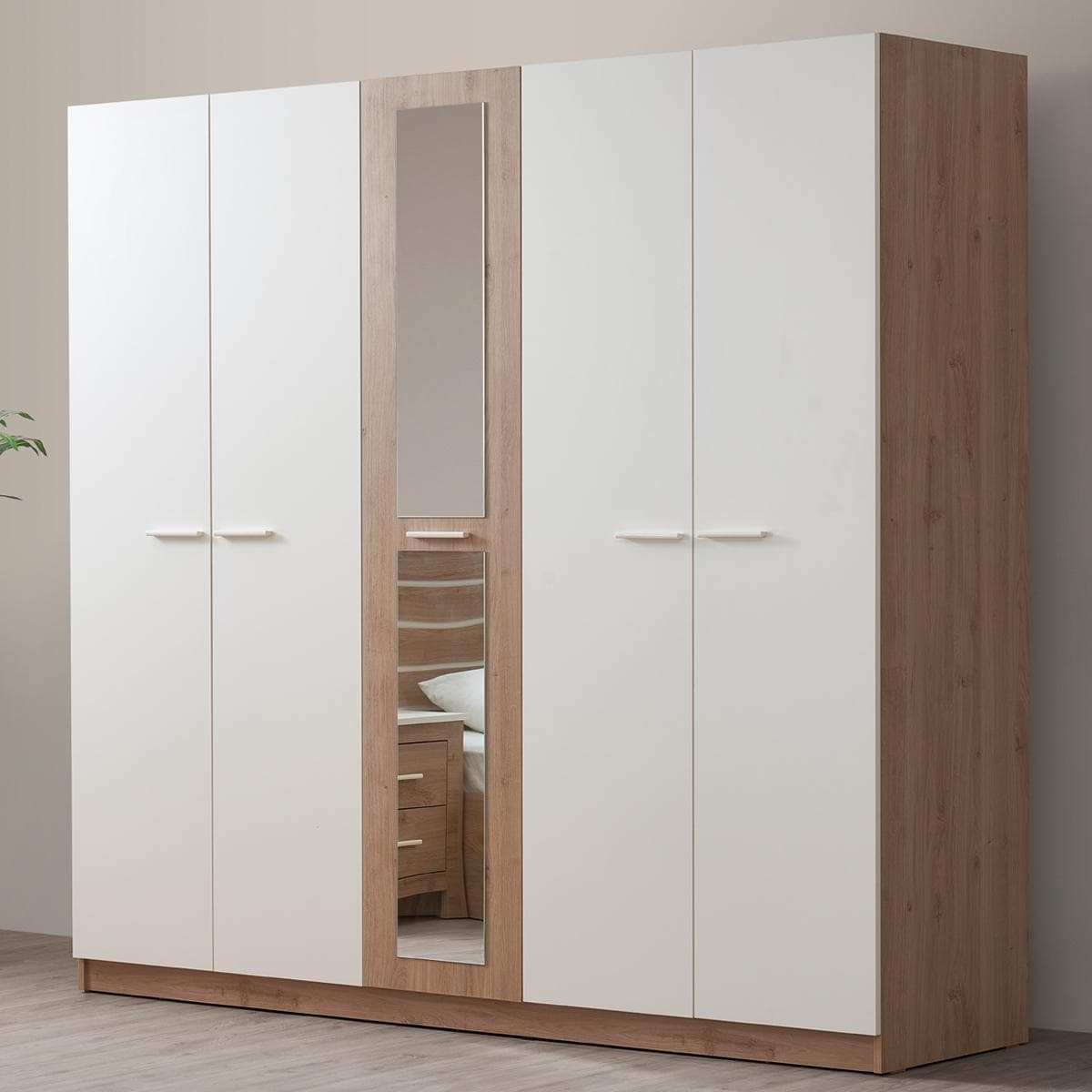 Prado 5-Door Wardrobe Cream/Oak