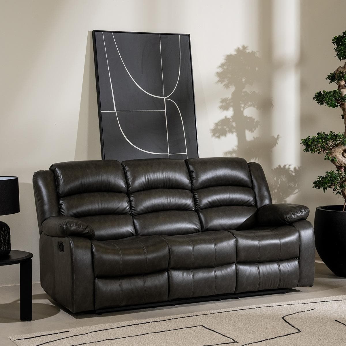 Matteo 3 Seater Recliner Dark Grey