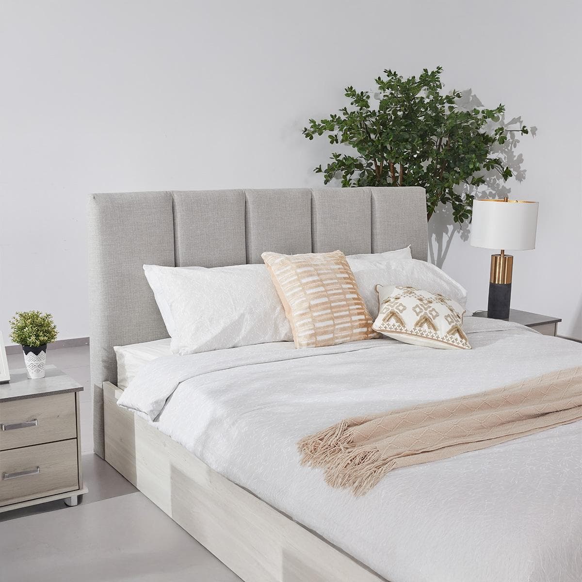 سرير كيندرا 180×200 بيج/بلوط فاتح