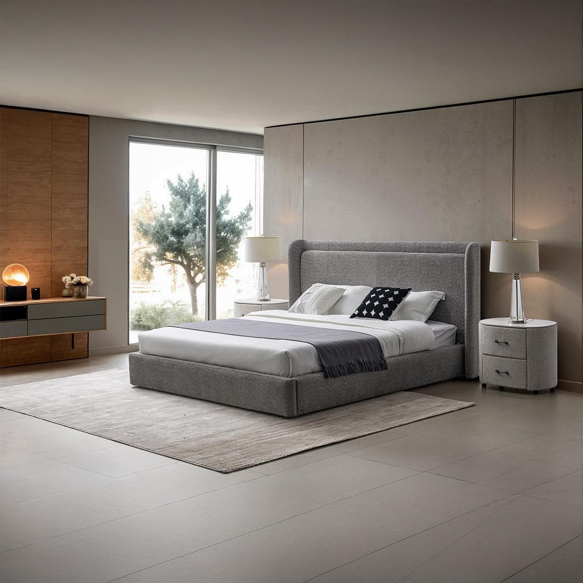 Keith 200X200 Modular Bed Light Grey