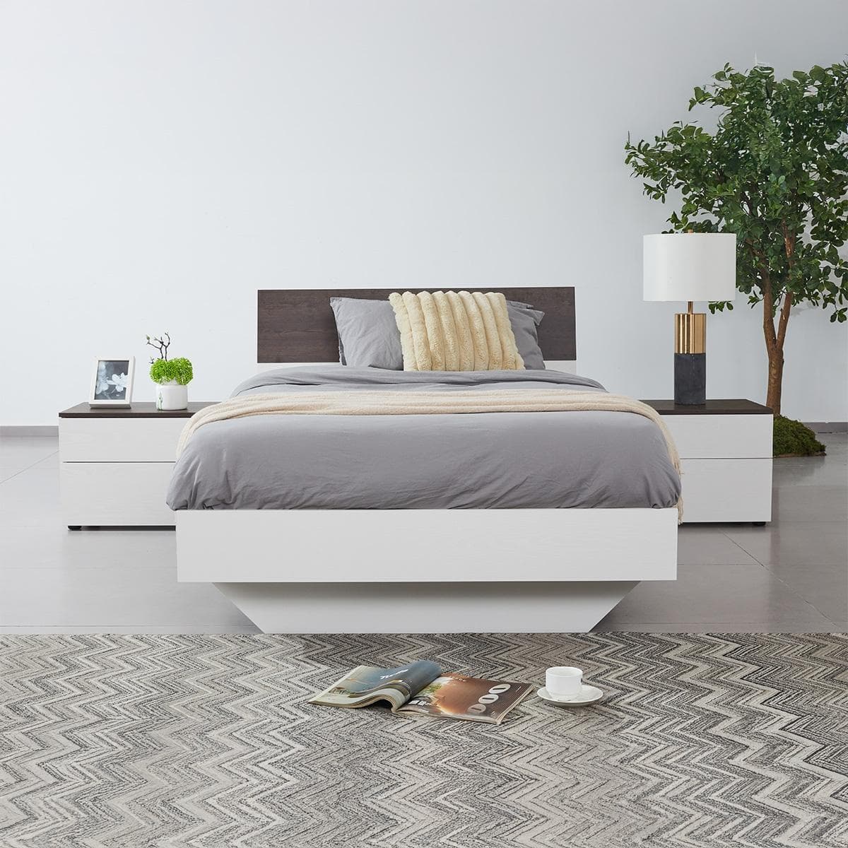 Edrei Jr. 120X200 Kids Bed White/Dark Walnut