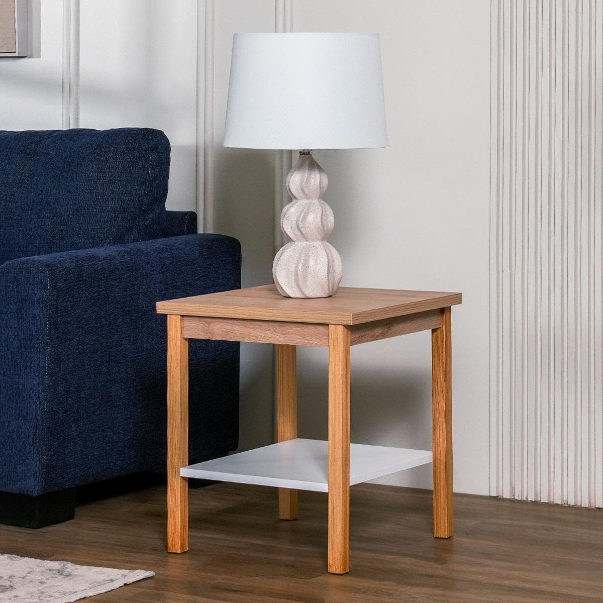 London End Table Oak/White