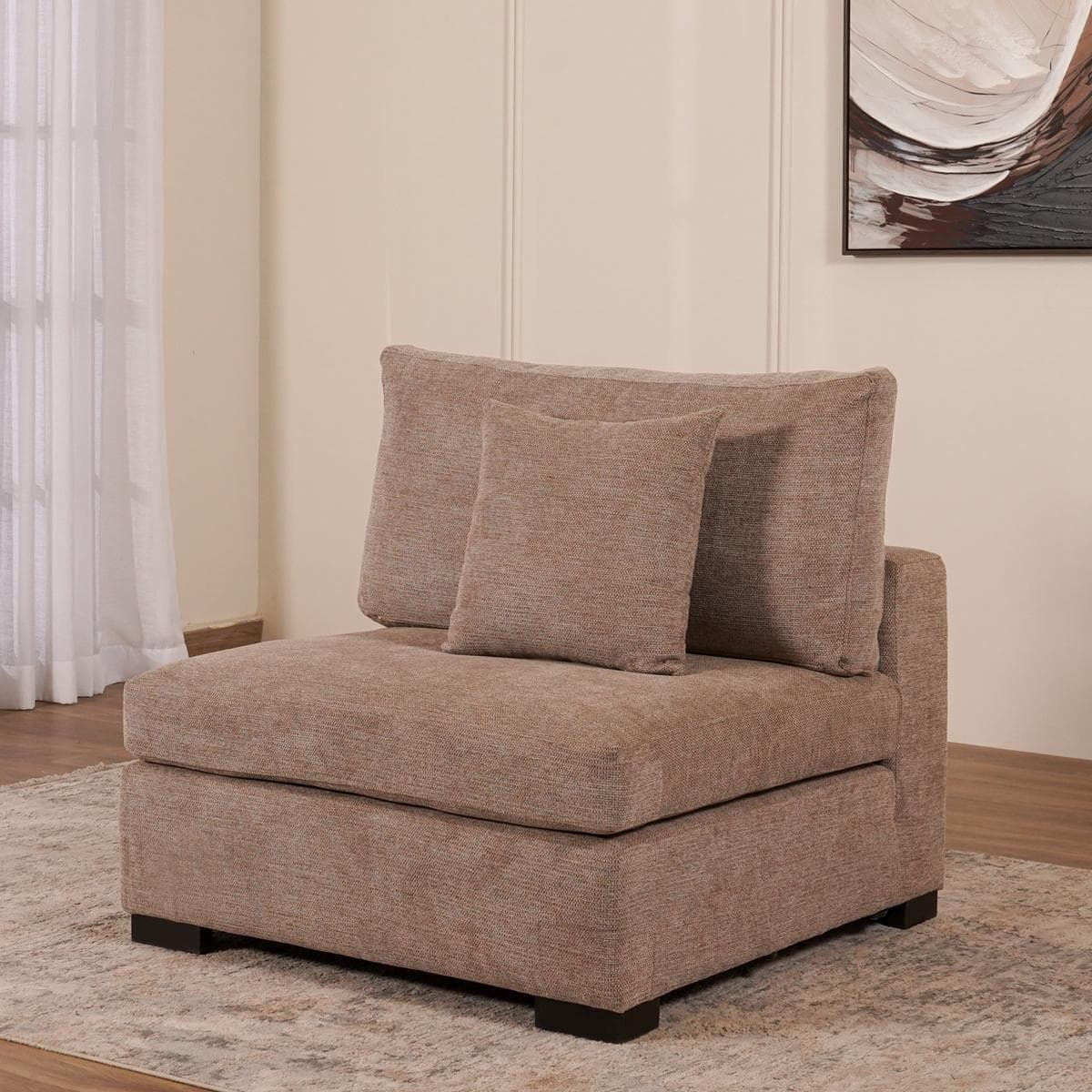 صوفا ديلوكس بدون ذراعين بني فاتح