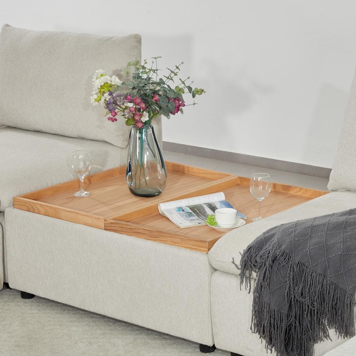 Mouj Coffee Table Natural Oak Top/Light Grey