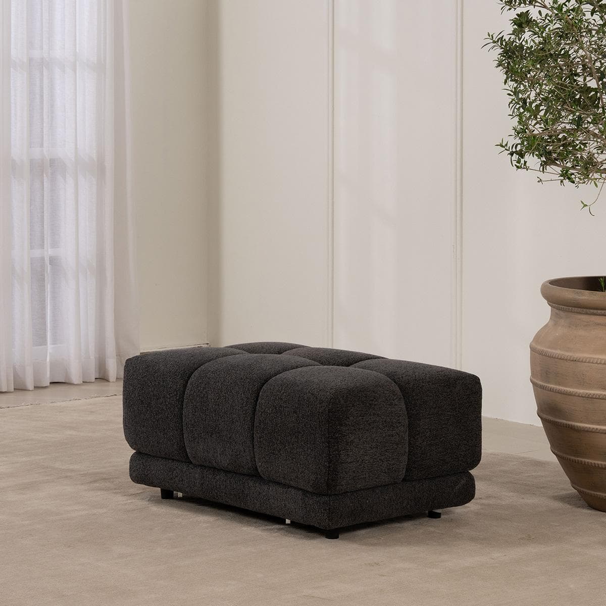 New Dallas Small Ottoman Dark Grey