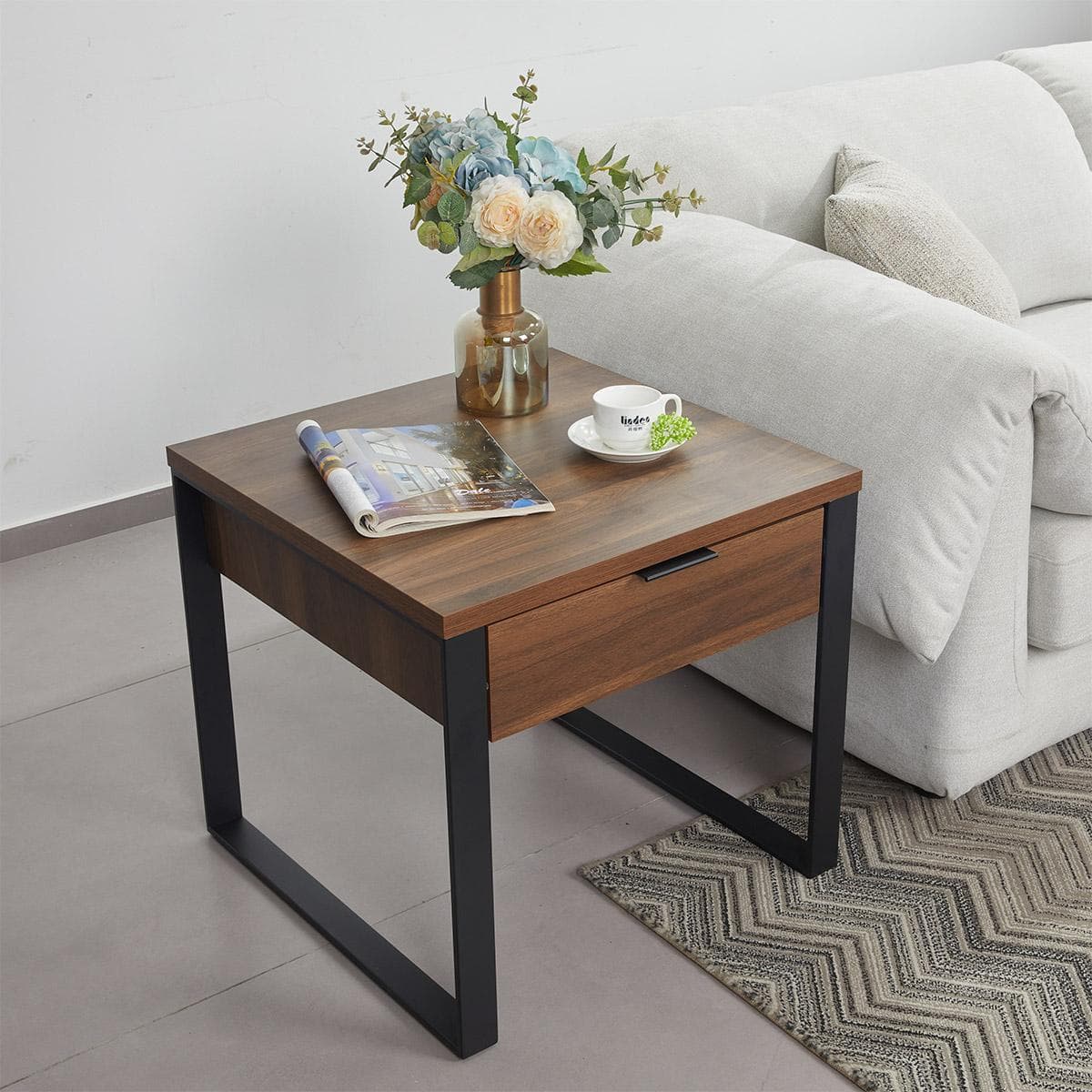 طاولة جانبية آنا بني/أسود