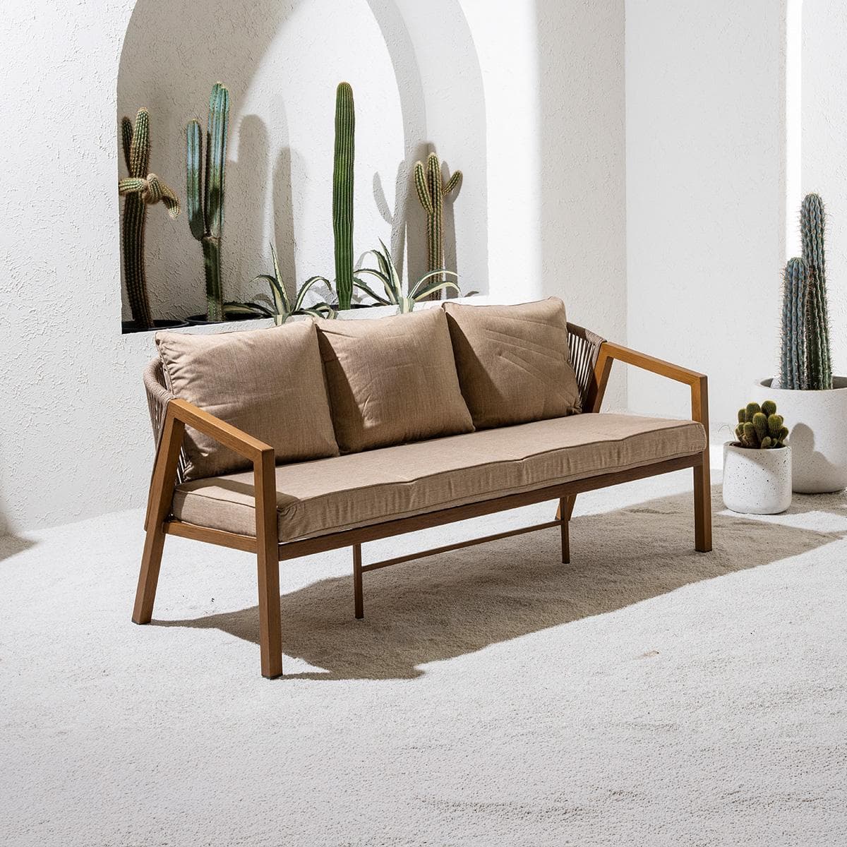 Marbella 3-Seater Garden Sofa Brown/Taupe