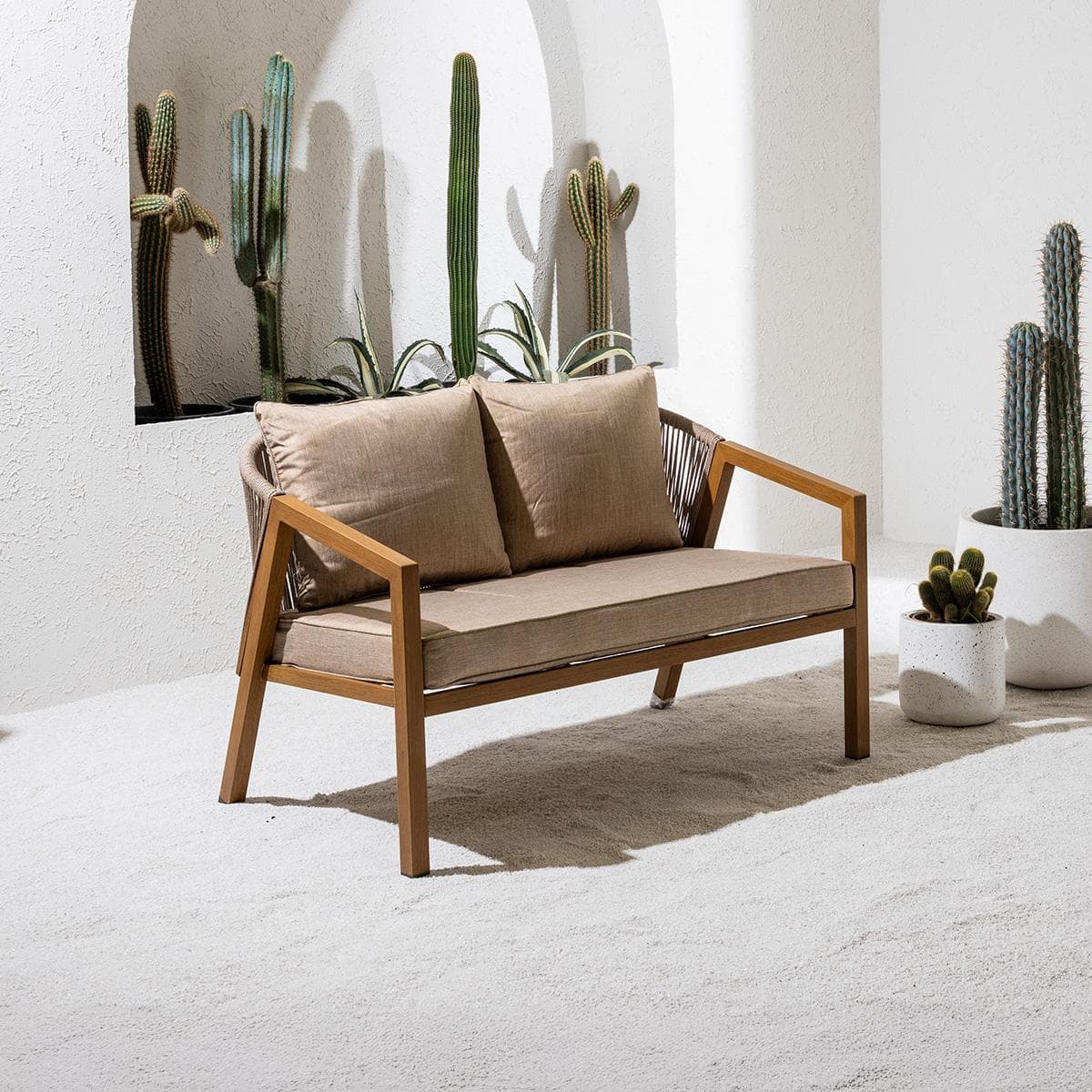 Marbella 2-Seater Garden Sofa Brown/Taupe