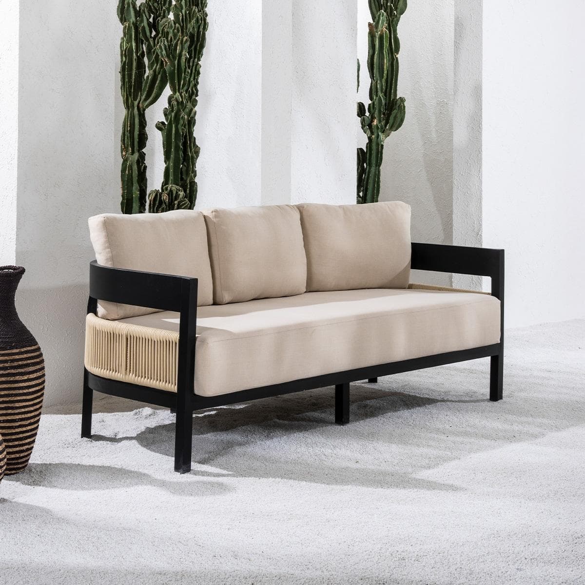 Porto 3-Seater Garden Sofa Brown/Black