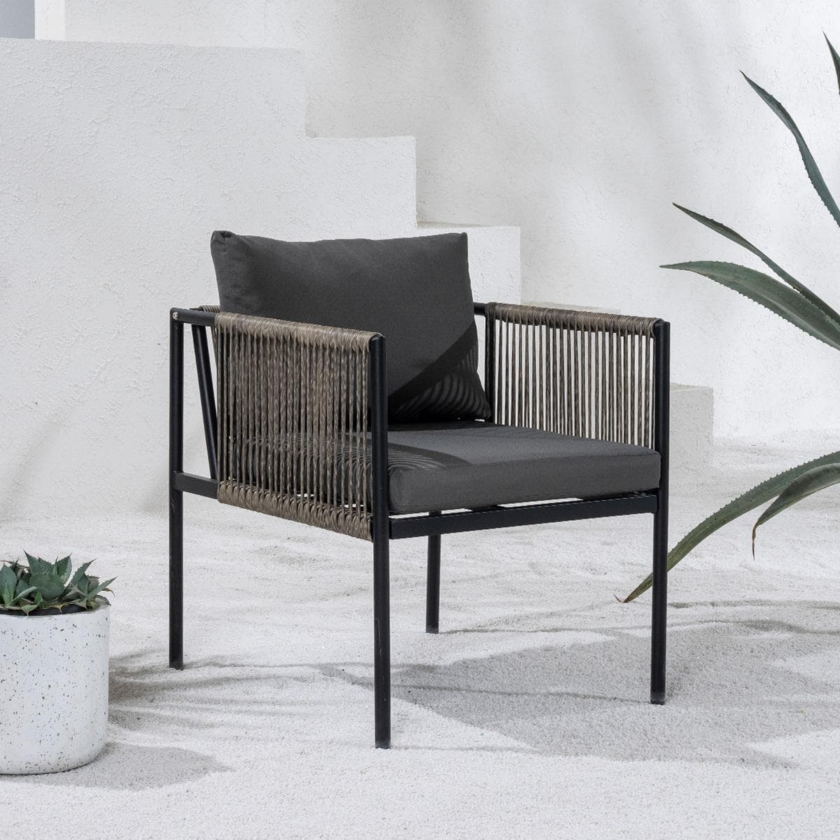 Evora Garden Single Sofa Grey
