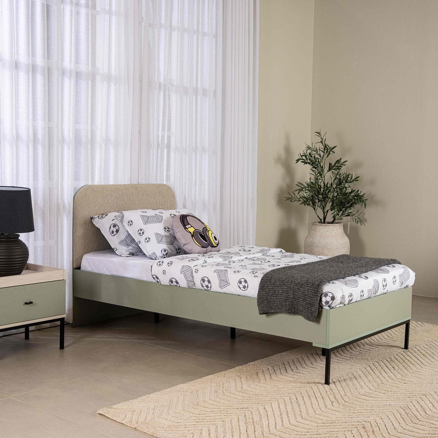 Valon 100X200 Kids Bed Beige/Green