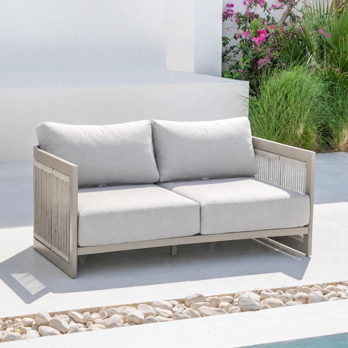 Piya 2-Seater Garden Sofa Taupe/Light Grey