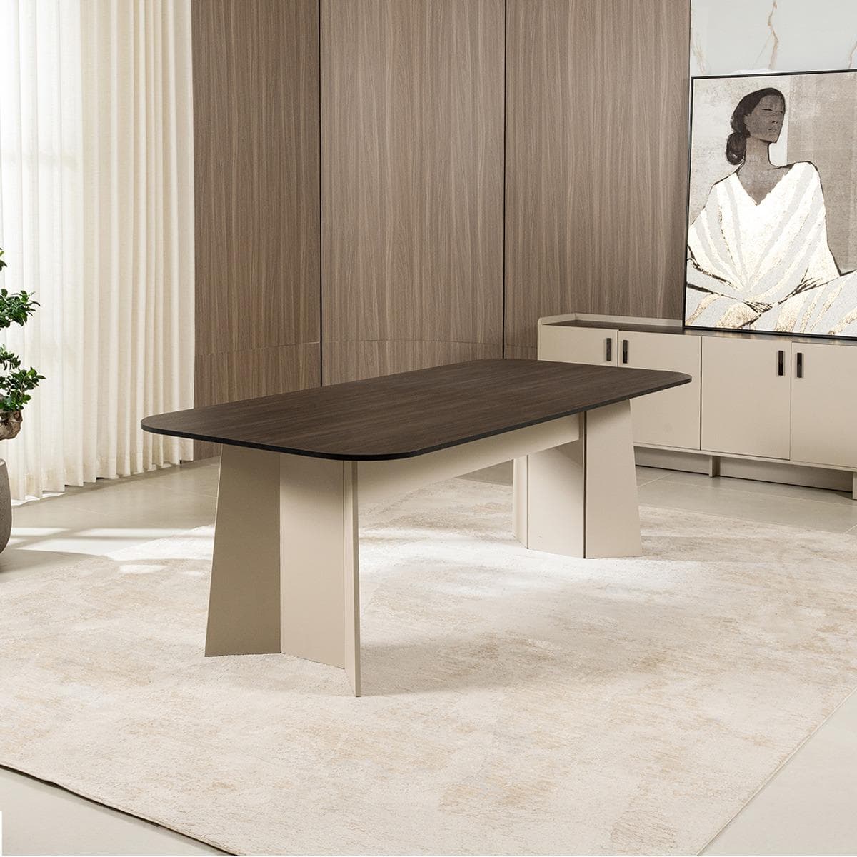 Lilian 8-Seater Dining Table Brown/Grey