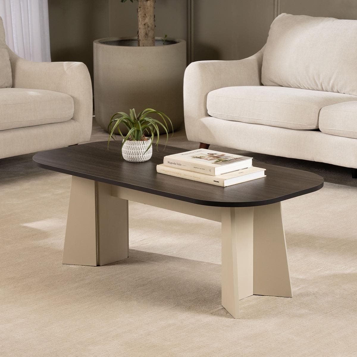 طاولة قهوة ليليان بنية/رمادية