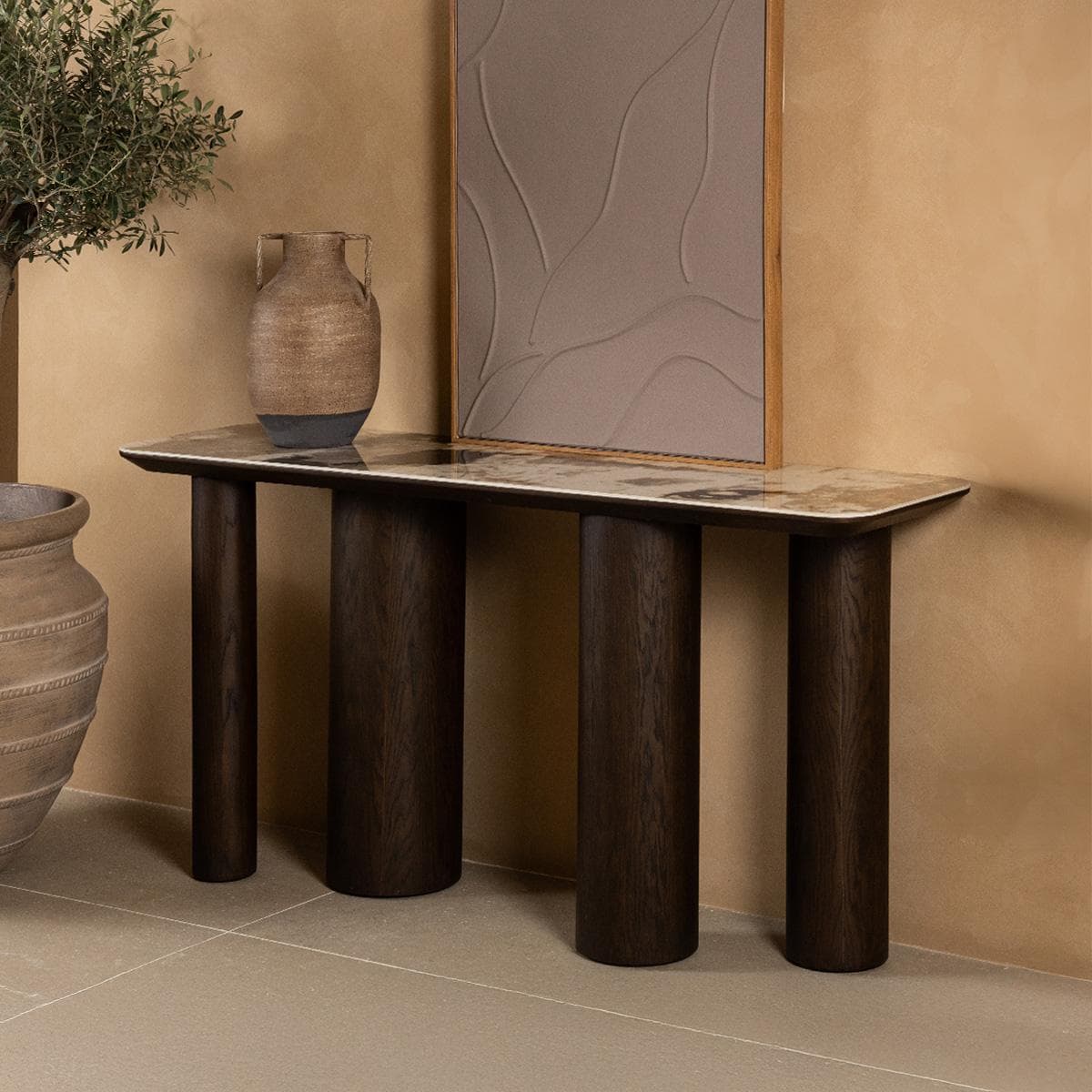 Lava Console Table Brown/White