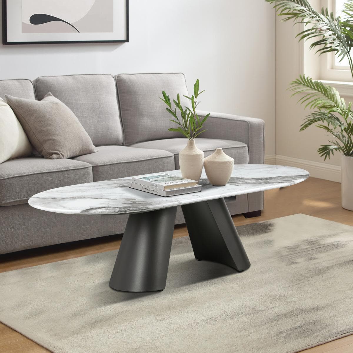 طاولة قهوة لورا رمادي/أبيض