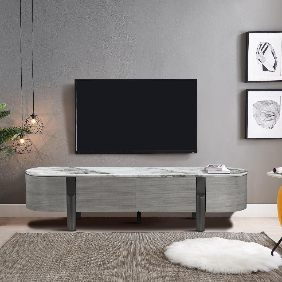 Lora TV Unit Grey/White