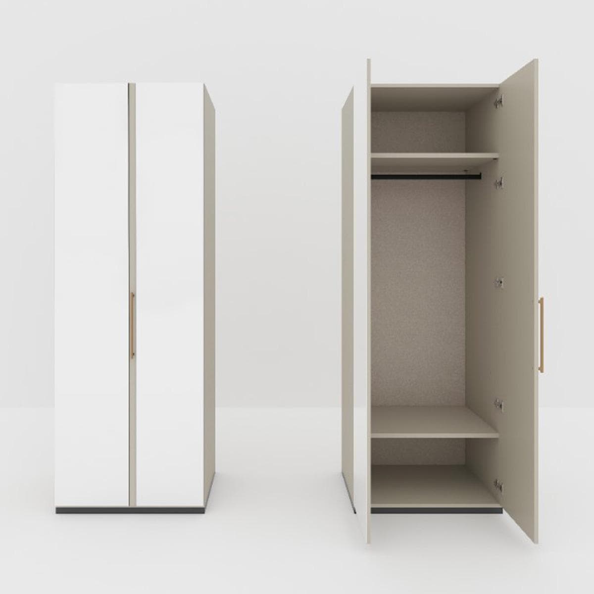 Braga 2-Door Wardrobe with Mirror Beige