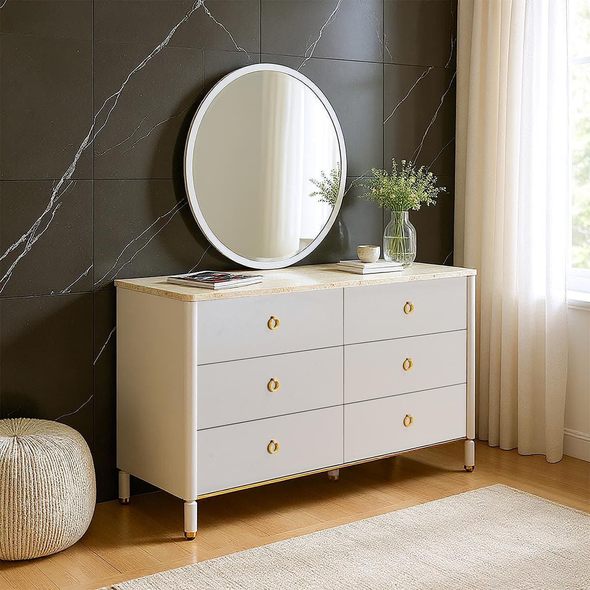 تسريحة مع مرآة إلما بيج/رمادي